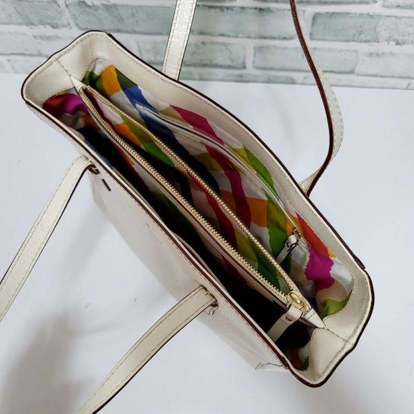 Kate Spade Grand Street Quinn Shoulder Bag Ivory Medium Leather Tote - Picture 8 of 12